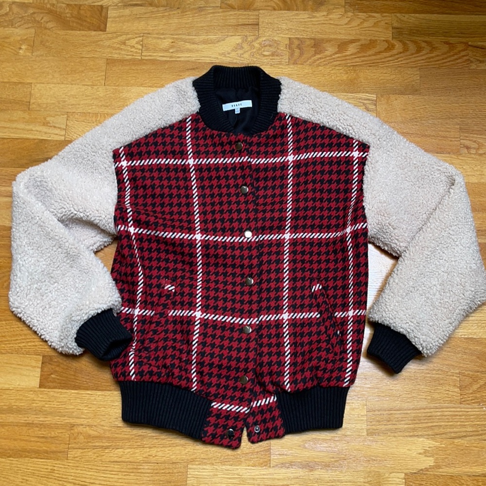 Ro&De Houndstooth Sherpa Bomber Oversized
